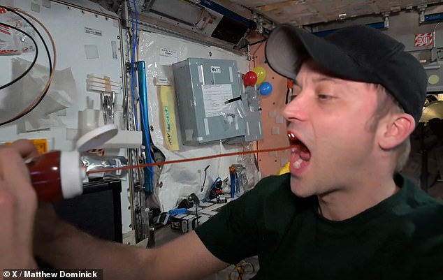 NASA astronaut reveals what happens when you squirt ketchup in low-gravity – as fans call his demonstration ‘awesome and gross’