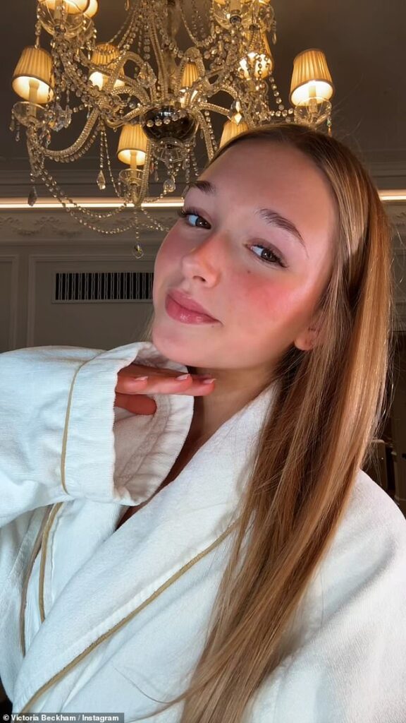 Harper Beckham, 13, shows fans her very expensive make-up routine with £56 lip products as her mother Victoria shares behind-the-scenes video as she pushes her in bid for superstardom