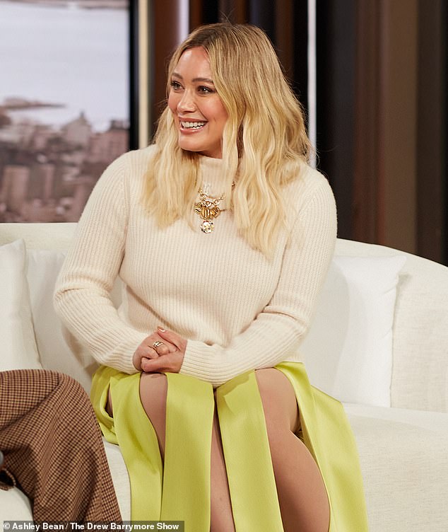 Hilary Duff says she feels ‘vulnerable’ when she writes as she plugs book My Little Sweet Boy on Drew Barrymore’s show: ‘It’s hard to get in the zone’
