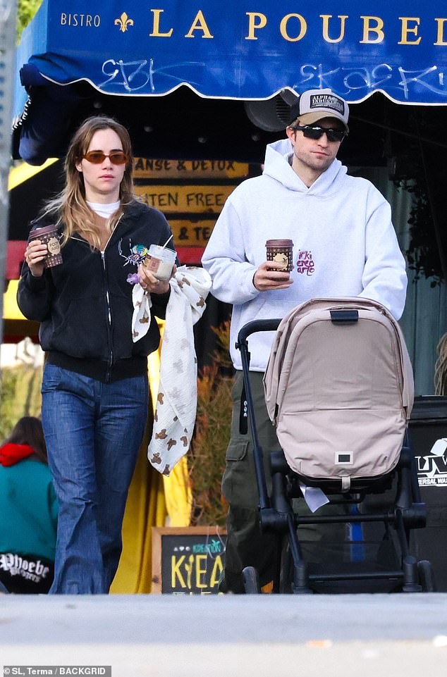 Robert Pattinson and fiancée Suki Waterhouse enjoy coffee run with their baby in rare sighting