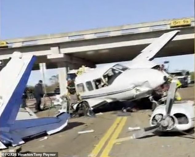 Plane crashes into three cars in Victoria, Texas, closing Zac Lentz Parkway
