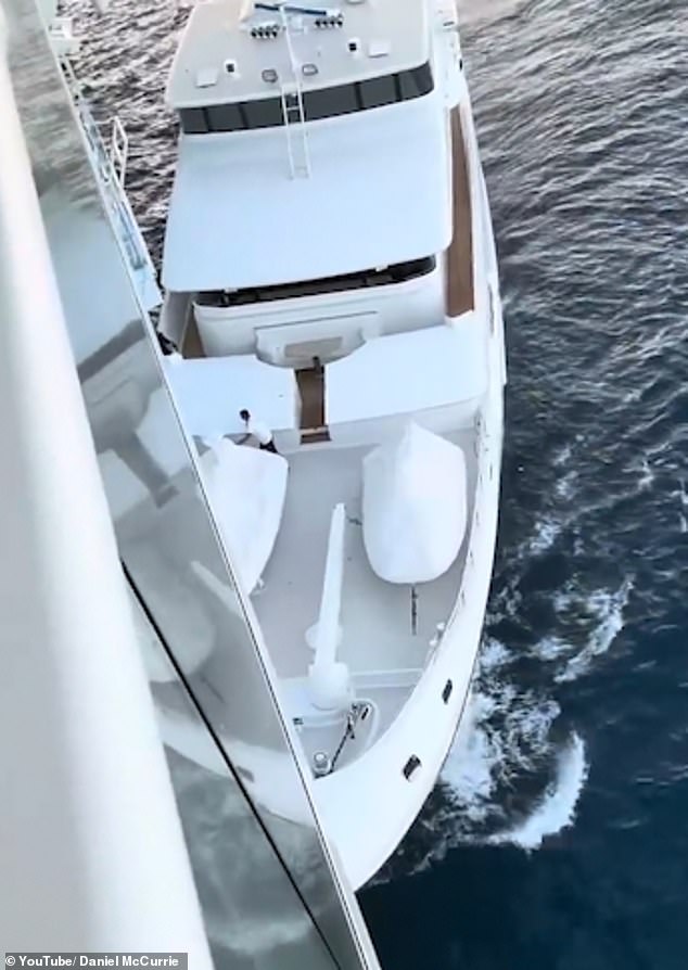 Shocking moment £10million superyacht smashes into cruise ship off the Bahamas as horrified passengers film the deafening collision