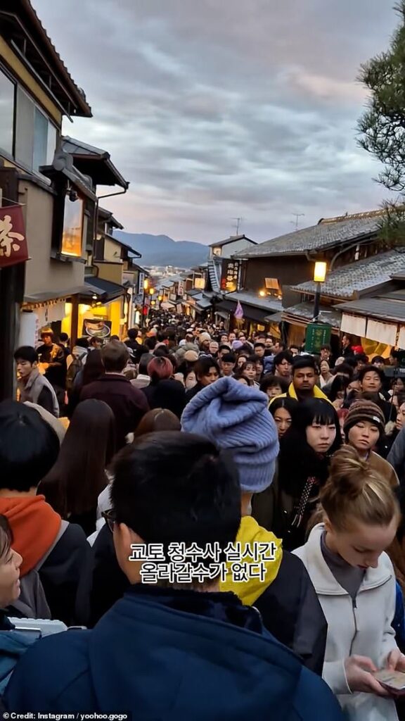 ‘Kyoto is the seventh ring of Hell now’: Viral video shows how Japanese hotspot has become the latest tourist destination struggling to cope with huge crowds