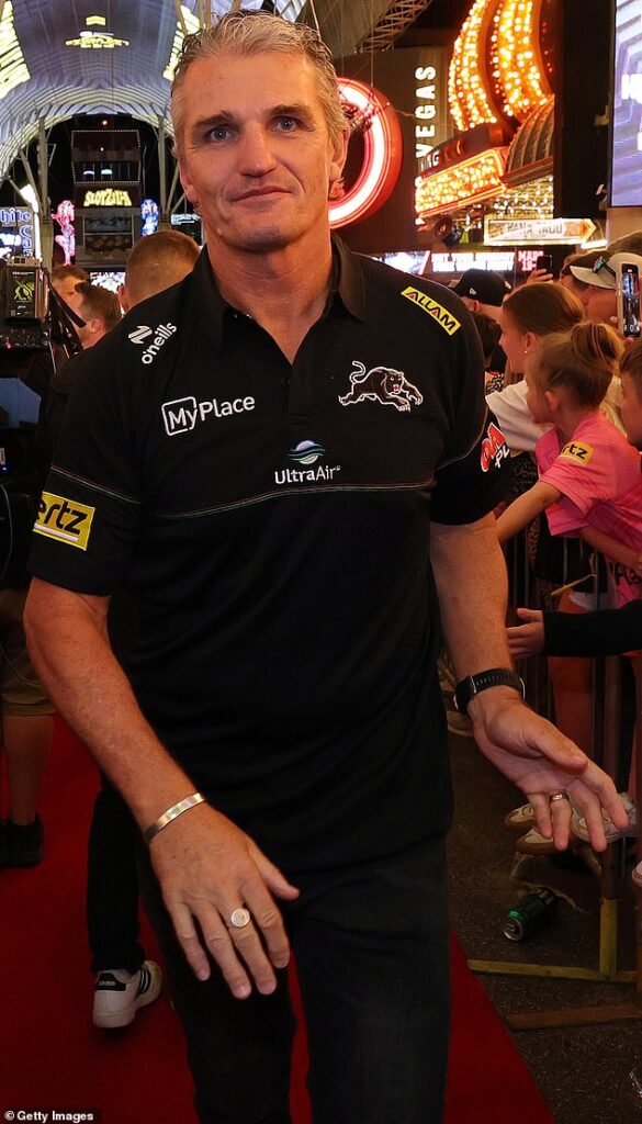 Isn’t he supposed to be injured? Panthers cult hero Brian To’o shows off his dancing skills in Las Vegas – with Jillaroos star Sarah Togatuki equally impressive