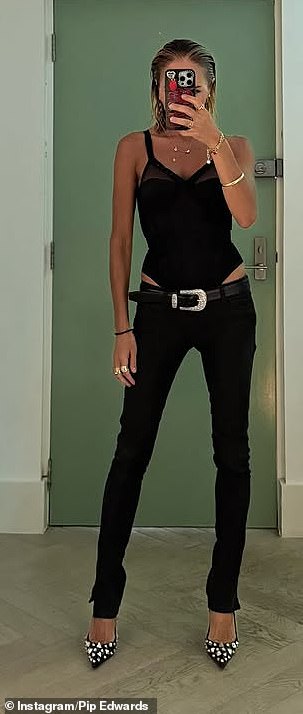 Pip Edwards flaunts her figure in very tight skinny jeans as Australian celebrities flock to Sydney Mardi Gras