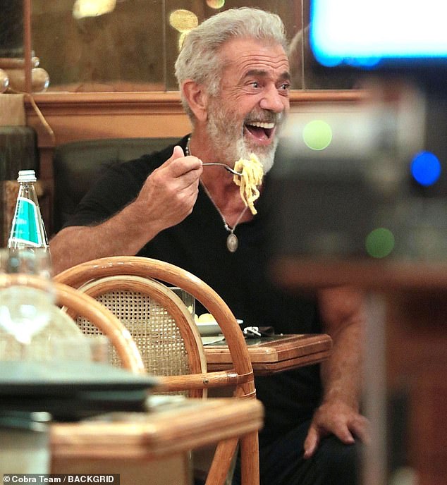 Mel Gibson, 69, chows down on pasta in Rome amid work on sequel to one of his iconic films