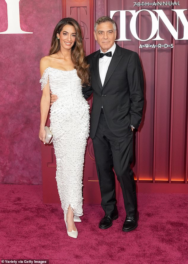 George Clooney returns to being a silver fox as he attends 2025 Tony Awards with glam wife Amal after ‘awful dye job’