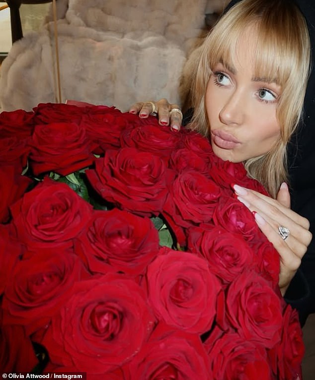 Olivia Attwood treated to huge bouquet of roses and a £175 Labubu doll by husband Bradley Dack as couple celebrate their second wedding anniversary