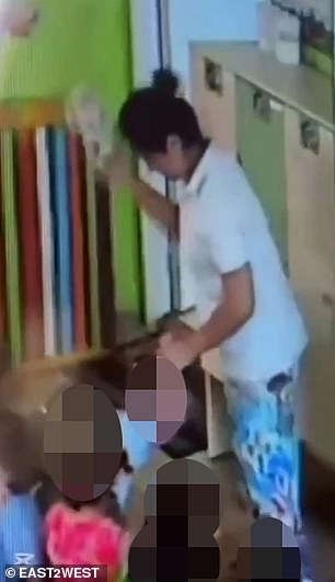 Nursery teacher ‘who made one child’s hair fall out due to physical abuse’ is caught on CCTV hitting and slapping two-year-olds, prompting police investigation