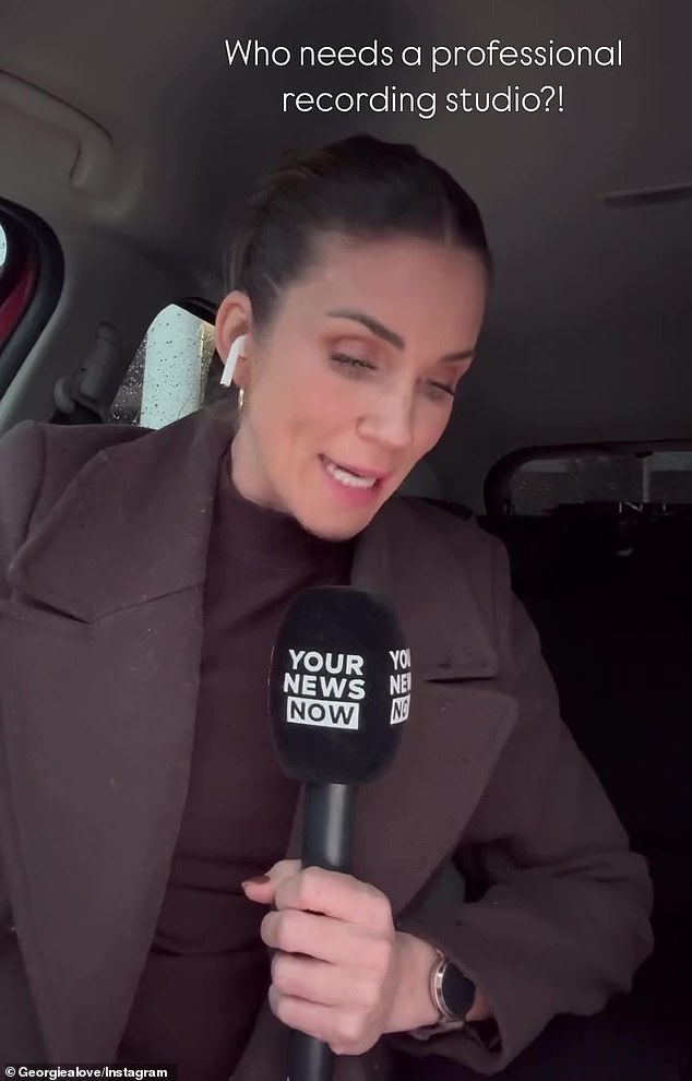 Georgia Love scrambles as she reports on Erin Patterson guilty verdict and records updates in her Jetta for radio segment after losing plum Channel Seven TV gig