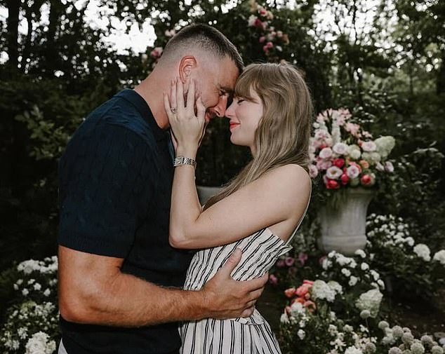 Taylor Swift and Travis Kelce announce they are engaged as she shows off HUGE ring and issues quirky statement about their romance