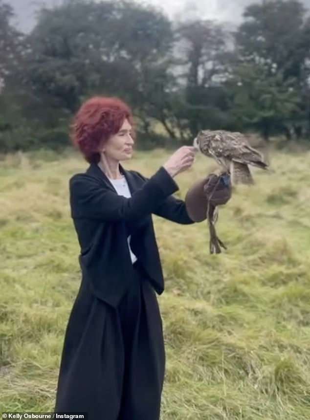 Sharon Osbourne is seen for the first time since husband Ozzy’s funeral as her daughter Kelly reveals their new shared passion for falconry has ‘put a smile back on mum’s face’
